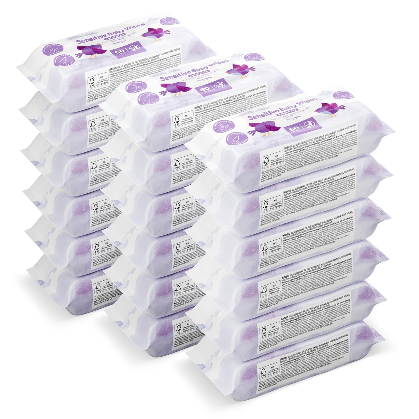 by Amazon Sensitive Baby Wipes 1008 Wipes, Unscented, 18 Pack of 56, (Previously a Mama Bear brand, same product)