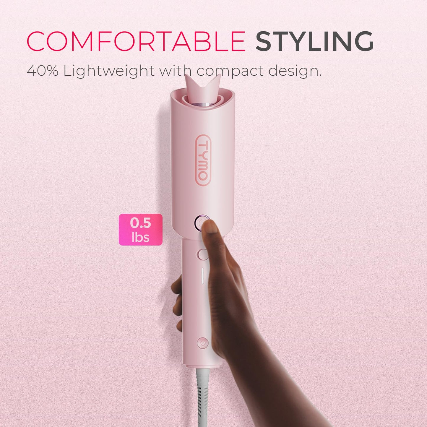 TYMO CURLPRO Automatic Rotating Curling Iron - Beach Waves Curling Wand, Portable Hair Curler, 500 Million Ionic, Dual Voltage & Lightweight for Travel, Ceramic Coating, Metallic Gray 1.25 inch