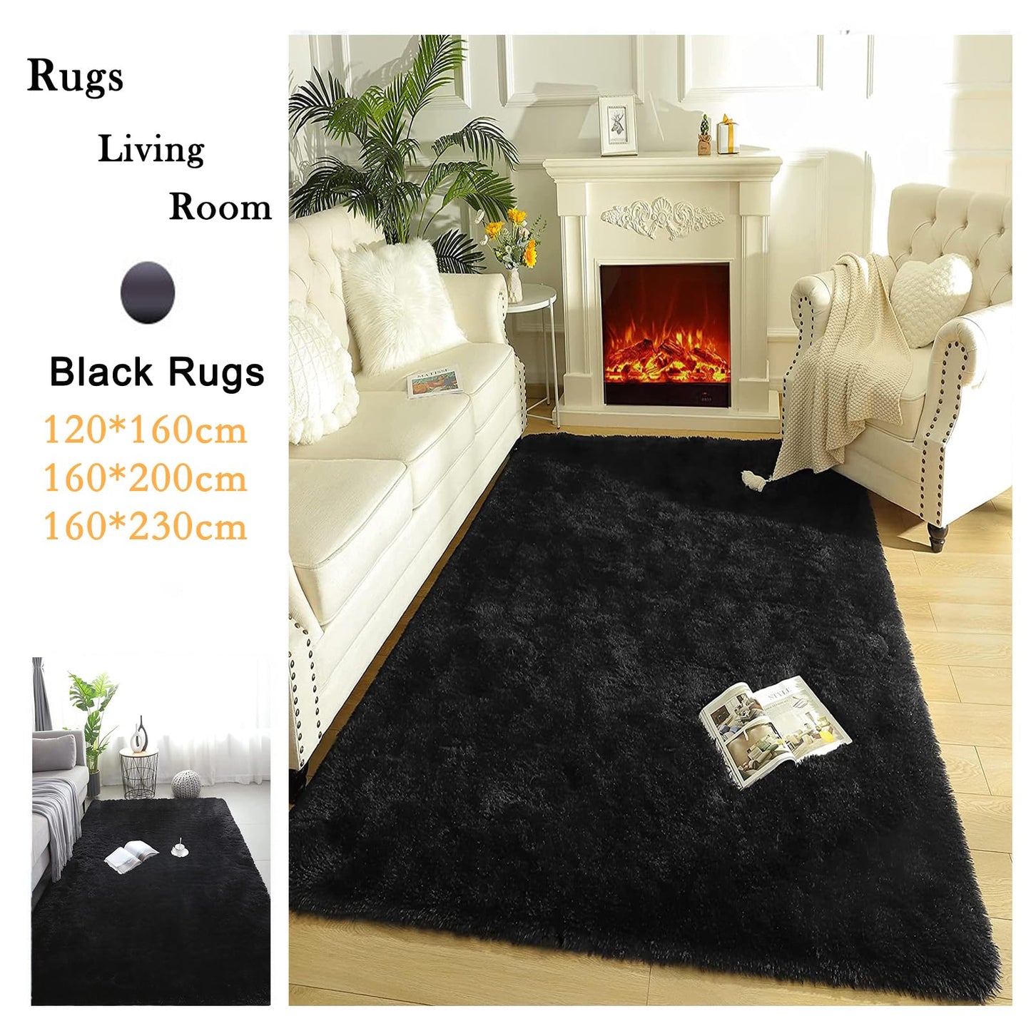 GJWLaie Rugs Living Room Grey Area Rugs for Bedroom Anti Silp Soft Shaggy Tie-Dye Plush Fluffy Living Room Rug Indoor Home Kidsroom Decor Carpet(Grey 120 * 160cm)