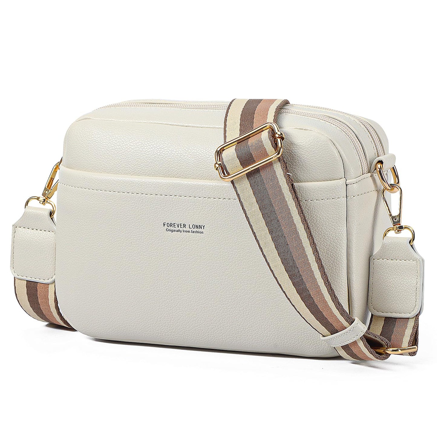 AIFILLE Women's Shoulder Bag, PU Leather Crossbody Bag for Women, Small Phone Bag for Girls with Wide Detachable Shoulder Strap and 2 Zip Compartments