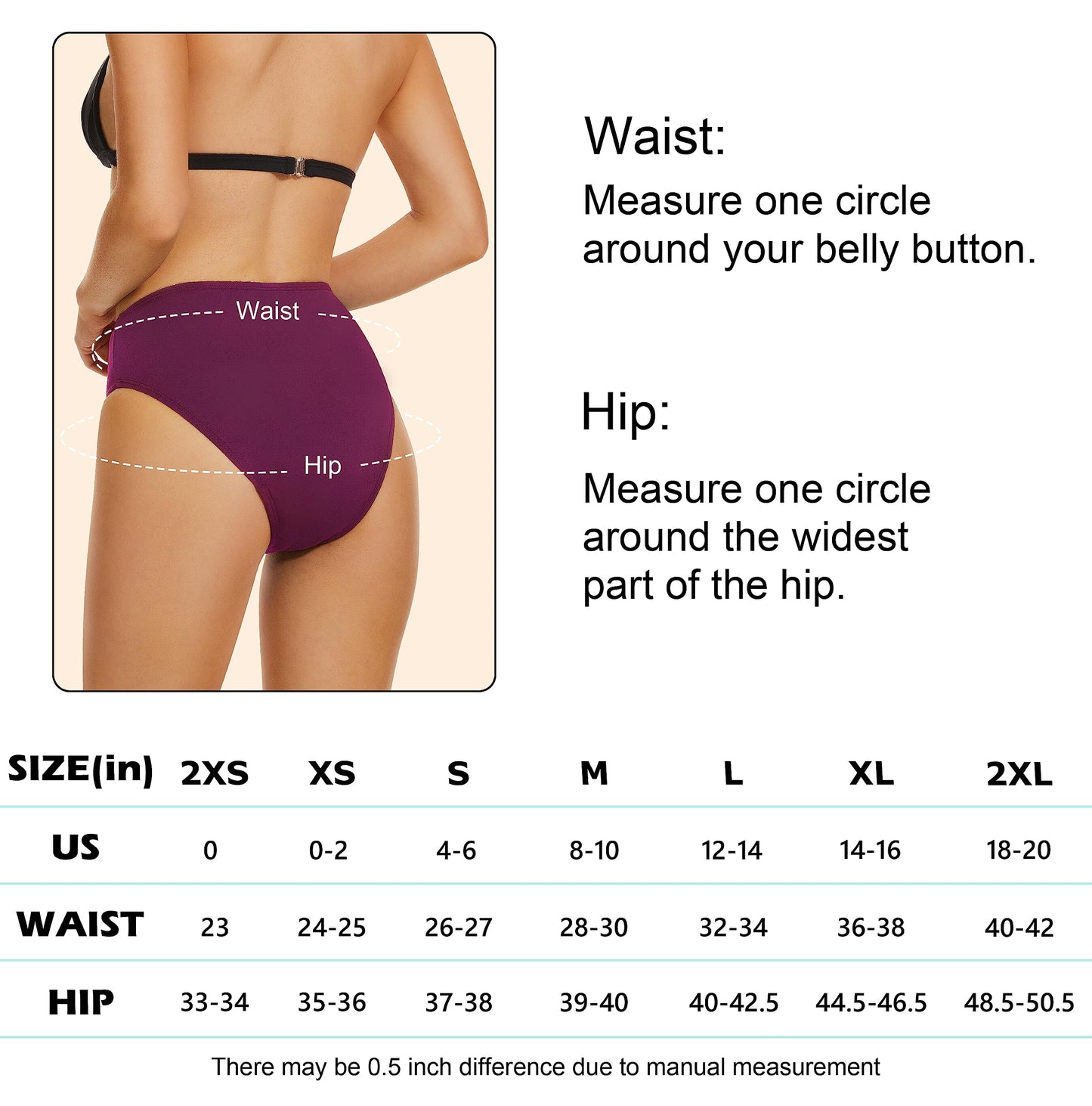 Leovqn Period Swimwear Leakproof Menstrual Bikini Waterproof Bottom UPF 50+ Swim Brief Light Flow - Teens Girls Women