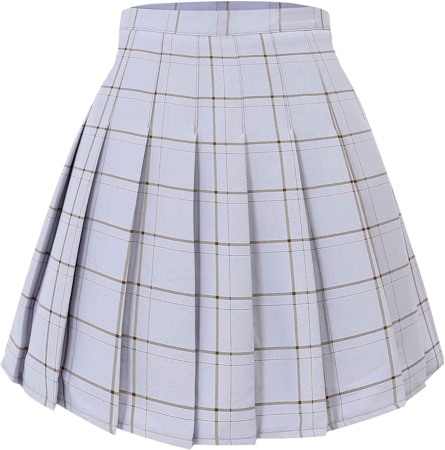 Hoerev Women Girls Short High Waist Pleated Skater Tennis School Skirt