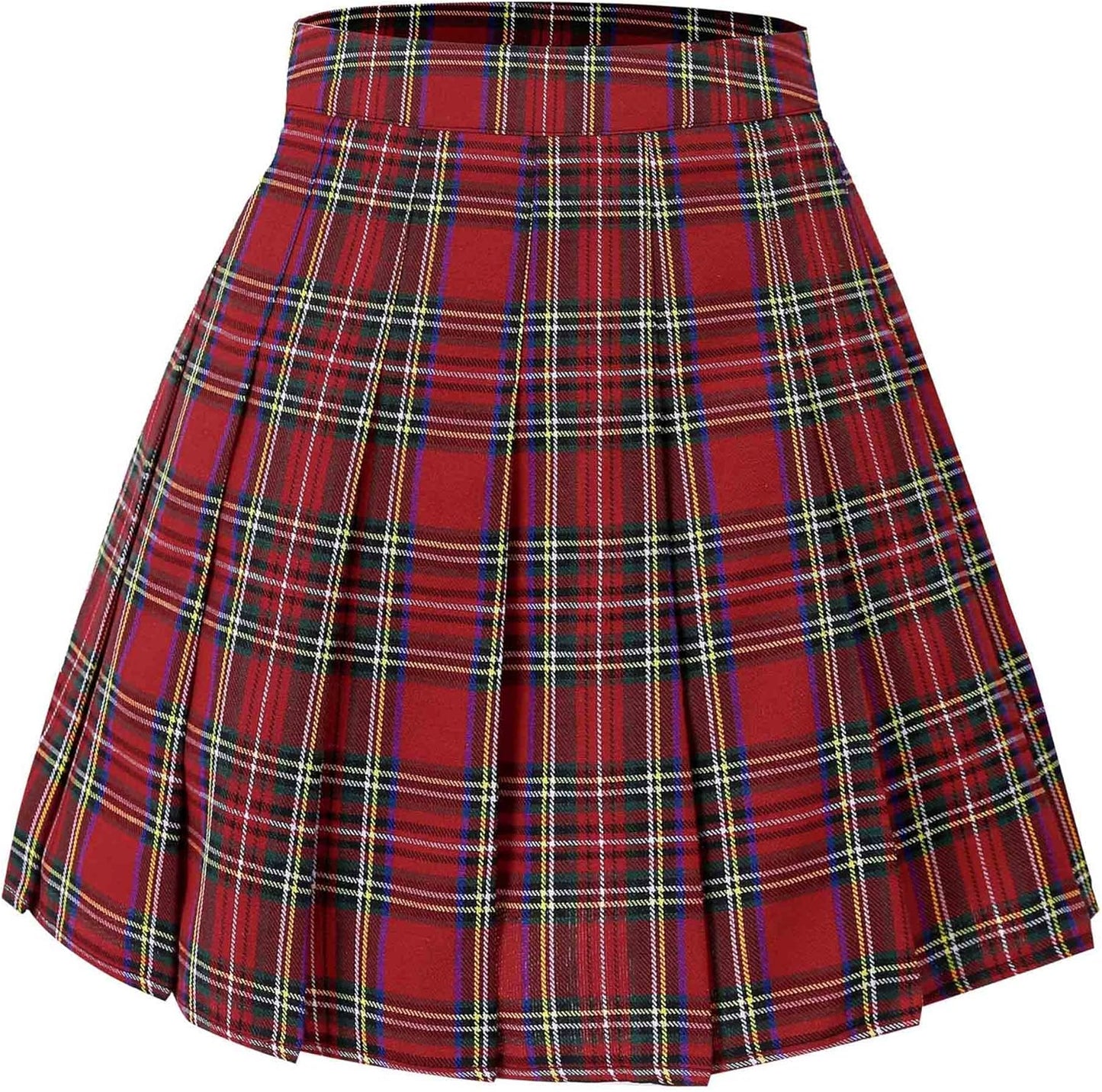 Hoerev Women Girls Short High Waist Pleated Skater Tennis School Skirt