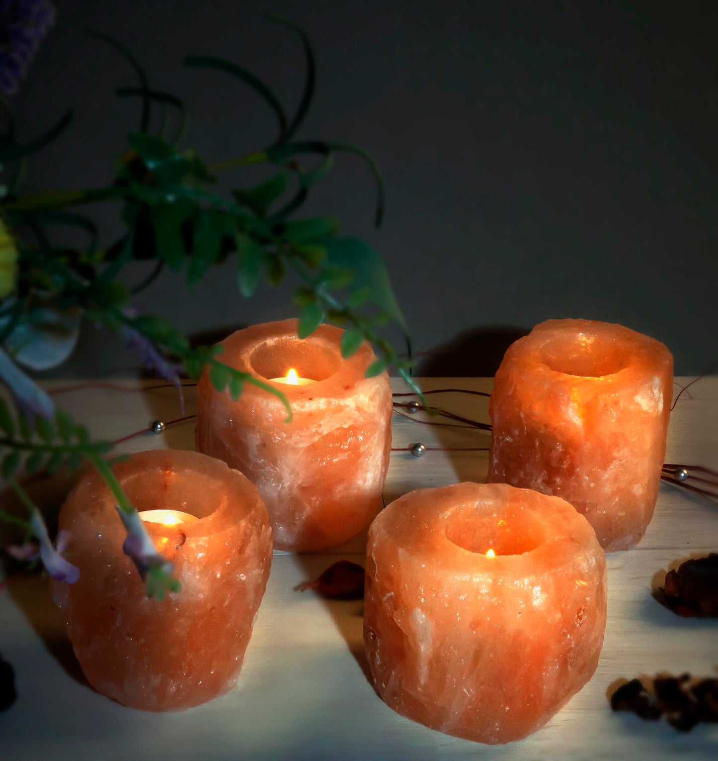 Amazing Health Wellness Natural Himalayan Salt Tealight Holders Chunky (2)