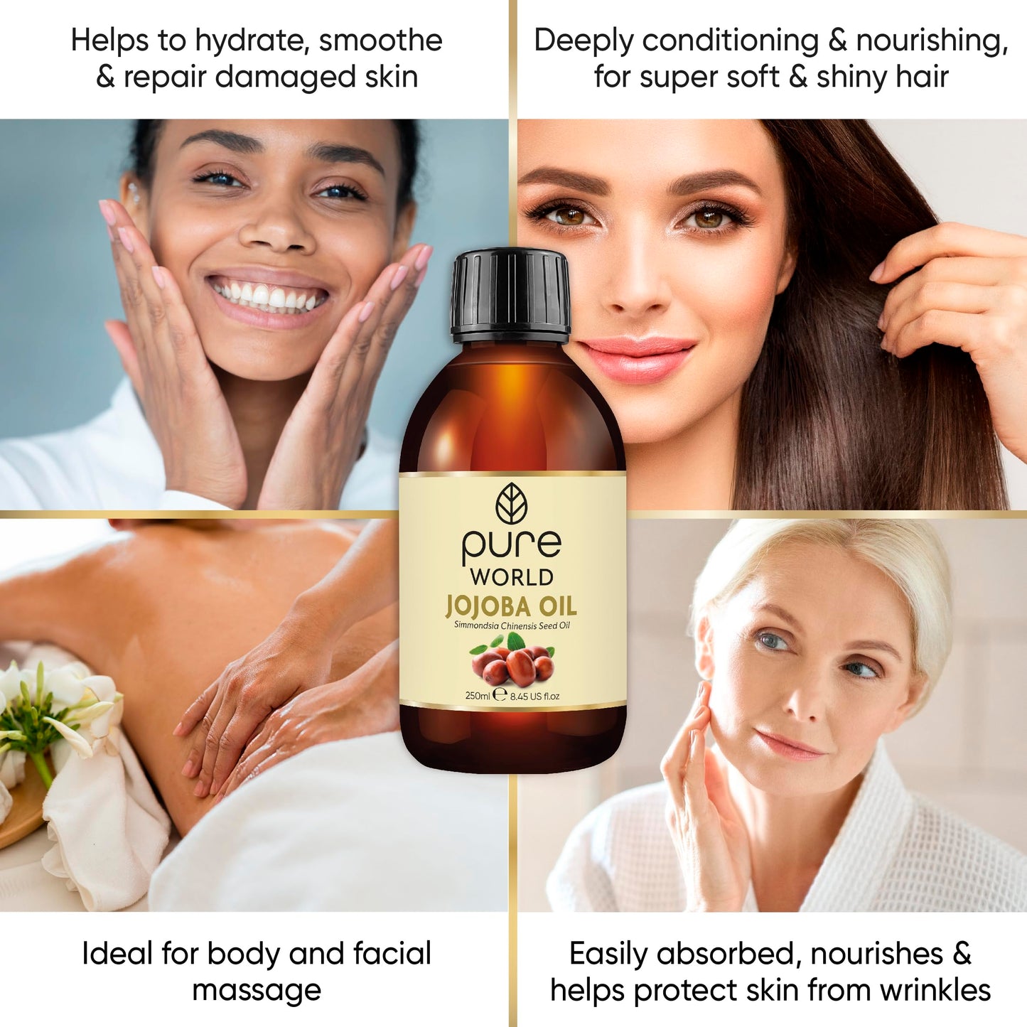 Pure World Natural Castor Oil 250ML Cold & Freshly Pressed 100% Pure and Undiluted Hexane Free Nourish Your Skin and Hair Eyebrows, Nails, Beard, Hair, Eyelash Growth Food Grade