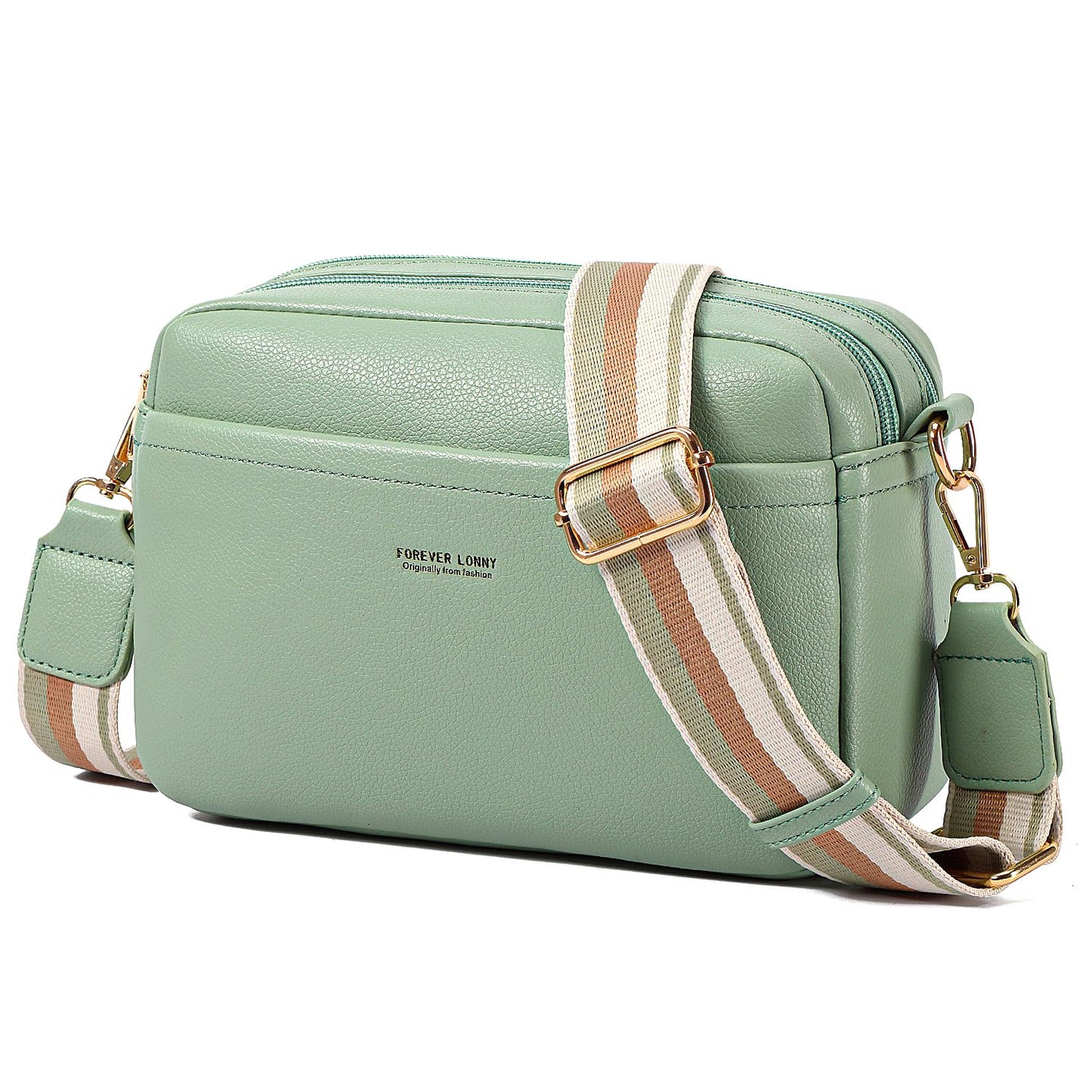 AIFILLE Women's Shoulder Bag, PU Leather Crossbody Bag for Women, Small Phone Bag for Girls with Wide Detachable Shoulder Strap and 2 Zip Compartments