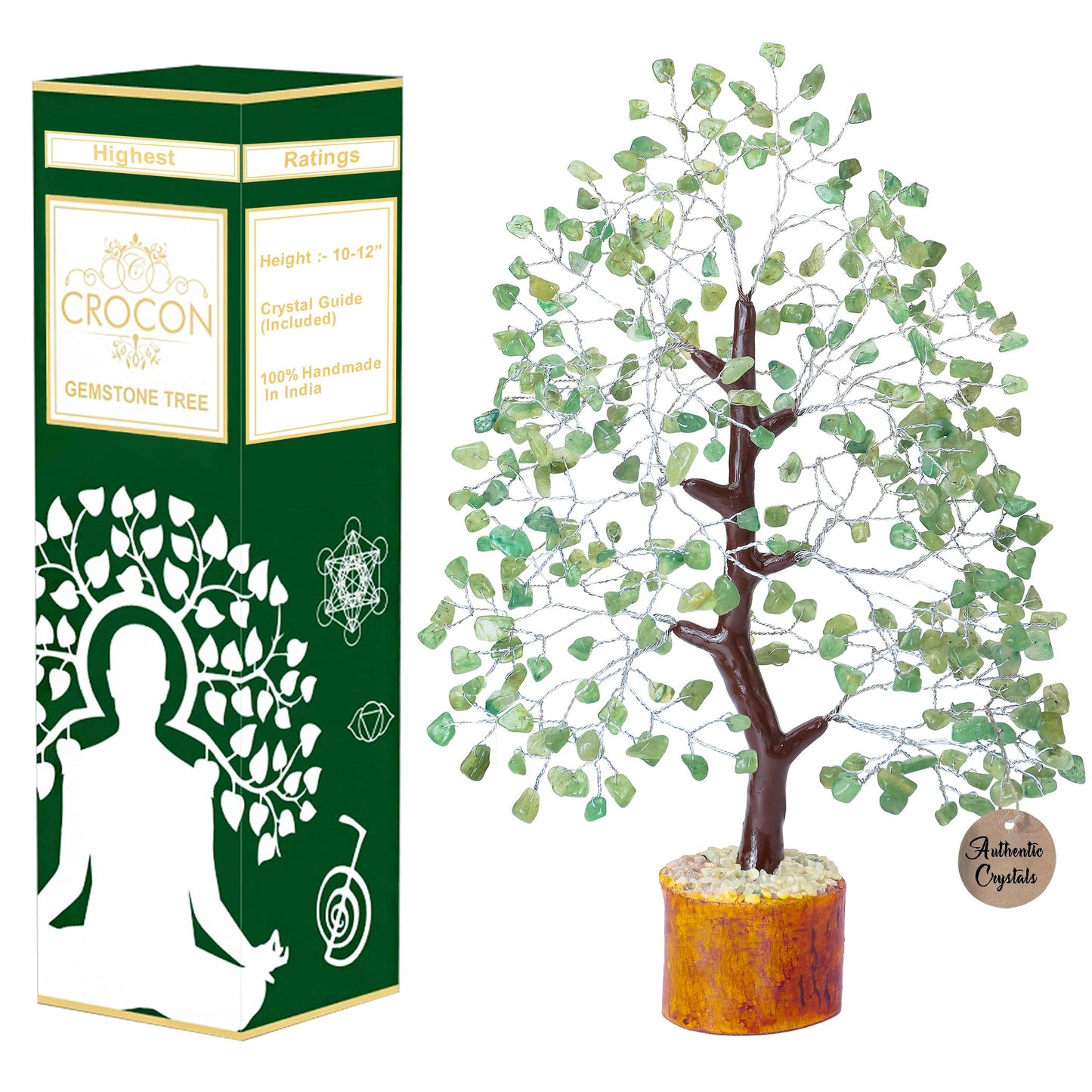 Green Jade Feng Shui Healing Crystals Tree of Life Handmade Gemstone Crystal Tree Bonsai for Spiritual Gifts Home Decor Present mum Gift for Women birthday gifts for men house warming gifts, 10-12"