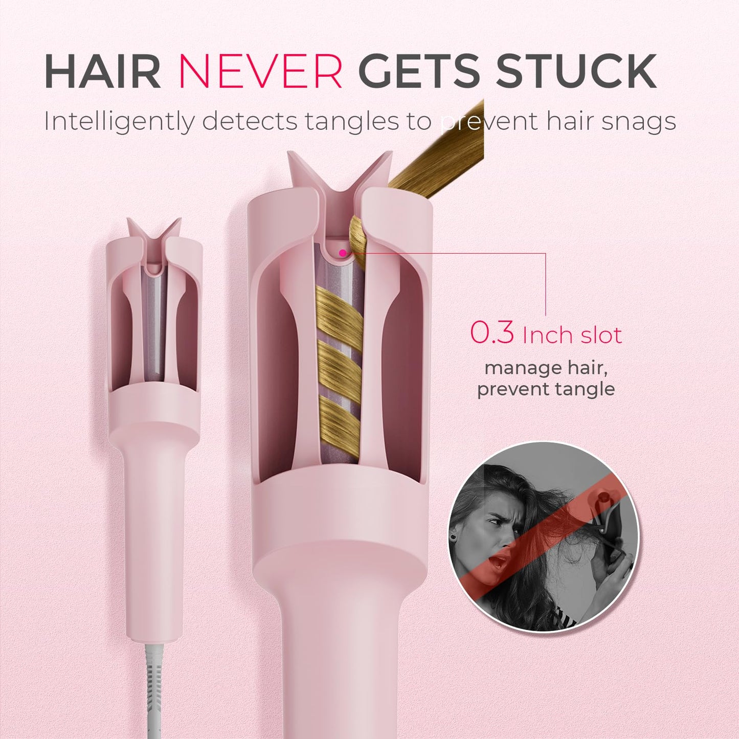 TYMO CURLPRO Automatic Rotating Curling Iron - Beach Waves Curling Wand, Portable Hair Curler, 500 Million Ionic, Dual Voltage & Lightweight for Travel, Ceramic Coating, Metallic Gray 1.25 inch