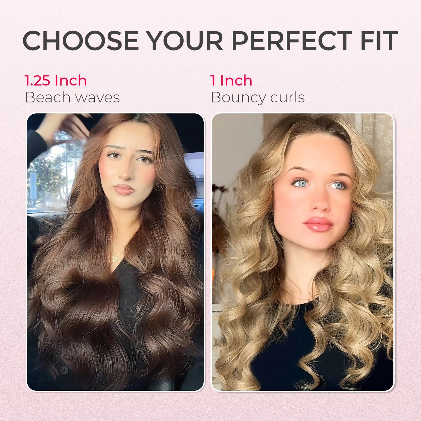 TYMO CURLPRO Automatic Rotating Curling Iron - Beach Waves Curling Wand, Portable Hair Curler, 500 Million Ionic, Dual Voltage & Lightweight for Travel, Ceramic Coating, Metallic Gray 1.25 inch