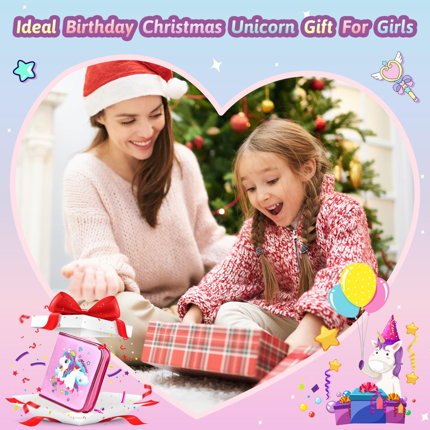 Hot Bee Unicorn Gifts for Girls 4 5 6 7, Unicorn Pencil Case Stationary Sets, Girl Toys Age 4-7, Drawing Colouring Set for Kids, Art and Crafts for Kids 4-6, Birthday Presents for Girls