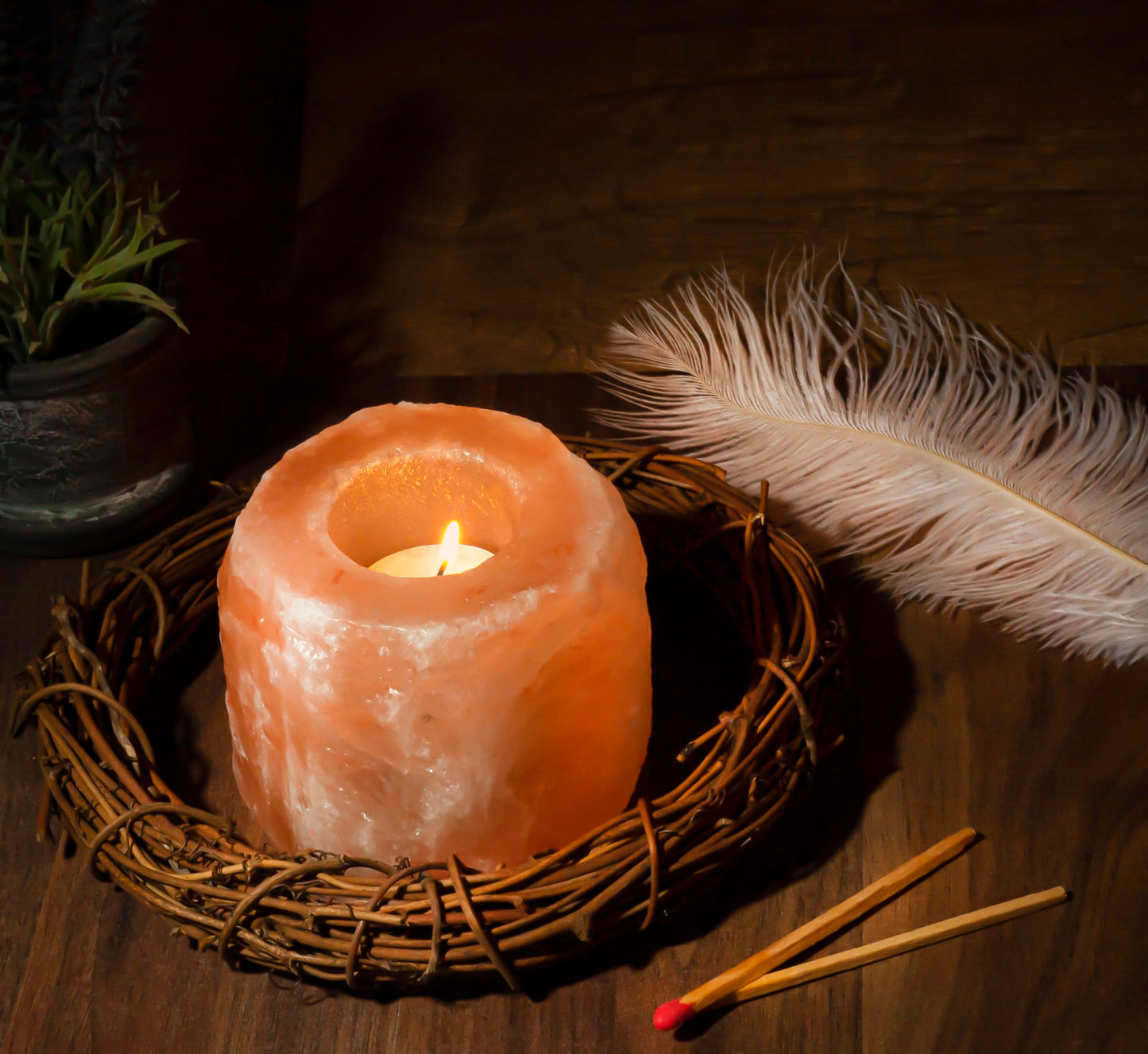 Amazing Health Wellness Natural Himalayan Salt Tealight Holders Chunky (2)