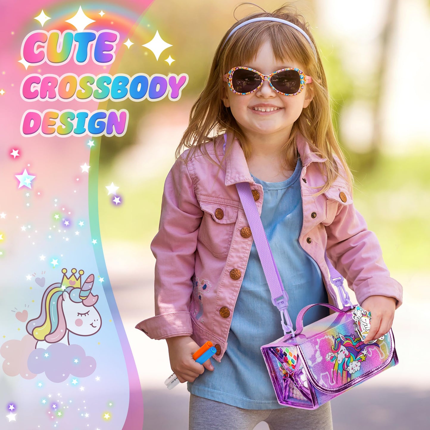 Hot Bee Unicorn Gifts for Girls 4 5 6 7, Unicorn Pencil Case Stationary Sets, Girl Toys Age 4-7, Drawing Colouring Set for Kids, Art and Crafts for Kids 4-6, Birthday Presents for Girls