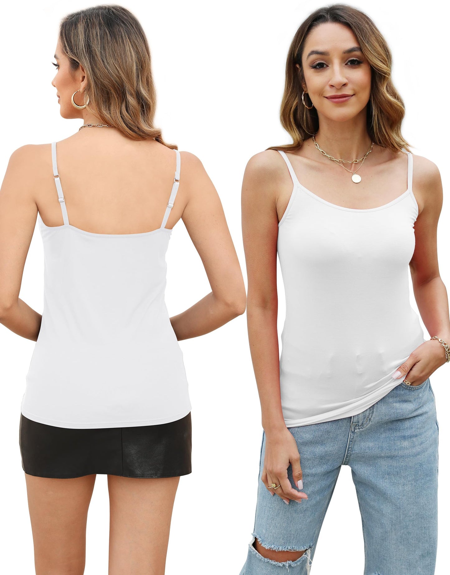 BQTQ 3 Pieces Vest Top for Women Basic Camisole Adjustable Spaghetti Strap Tank Tops for Women and Girls