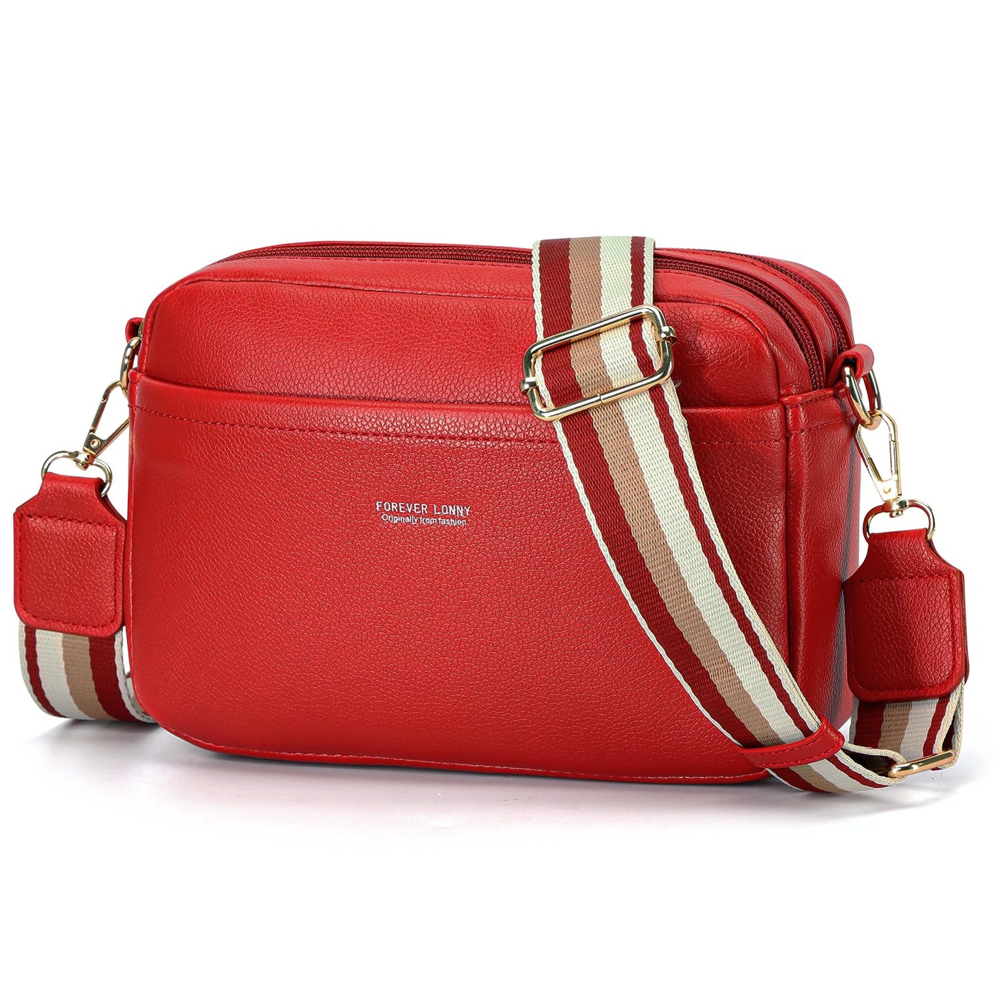 AIFILLE Women's Shoulder Bag, PU Leather Crossbody Bag for Women, Small Phone Bag for Girls with Wide Detachable Shoulder Strap and 2 Zip Compartments