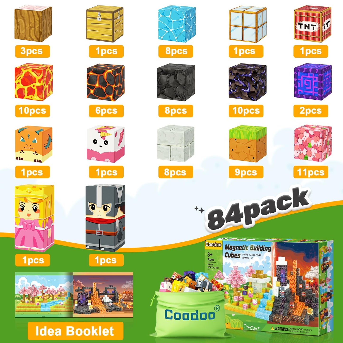 Magnetic Blocks - Build Mine Magnet World Magic Portal Set, Magnetic Tiles Building Blocks Toddler Toy STEM Sensory Outdoor Toys for 3+ Year Old Boys & Girls, Creative Kids Games Kids Toys