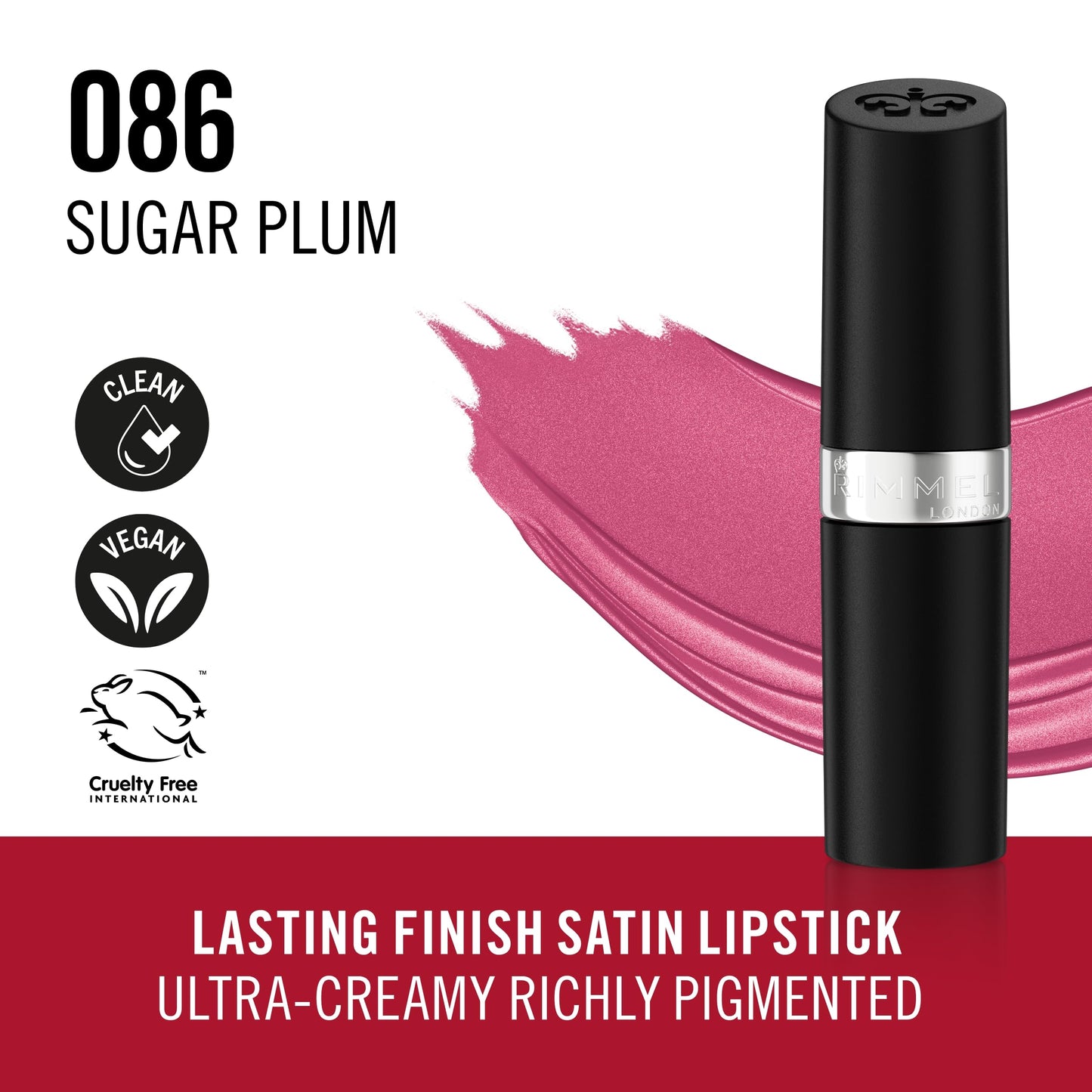 Rimmel Lasting Finish Lipstick 006 Pink Blush, Creamy Satin Finish, Long Lasting 8 HR Wear, Comfortable Formula, Rich Pigment