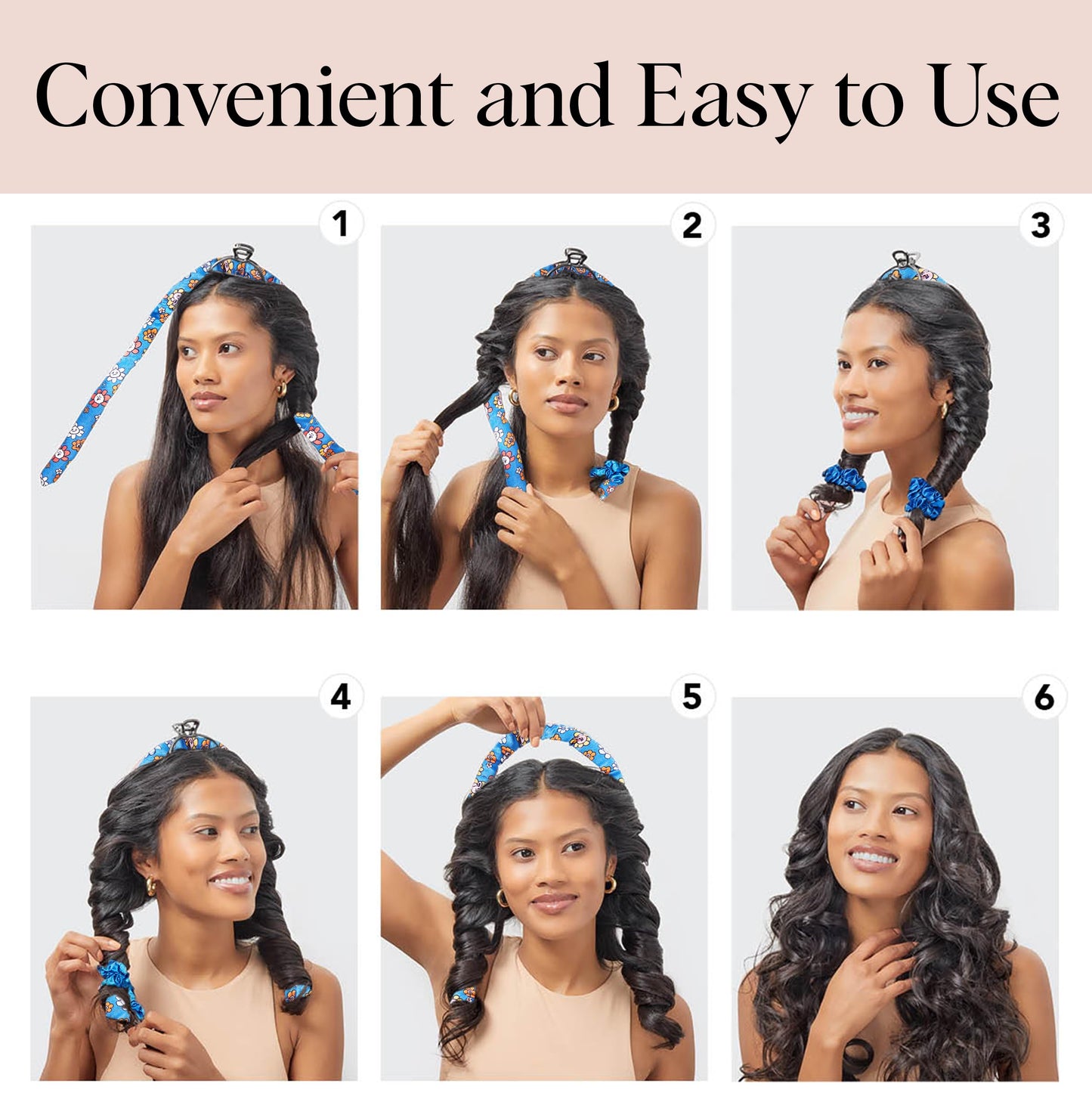 Kitsch Heatless Curling Set - Satin Heatless Curler, Hair Curler No Heat, Heatless Curler for long and short hair, Overnight Curls with 2 Satin Scrunchies and Blowout Rod - Sunset Tie Dye