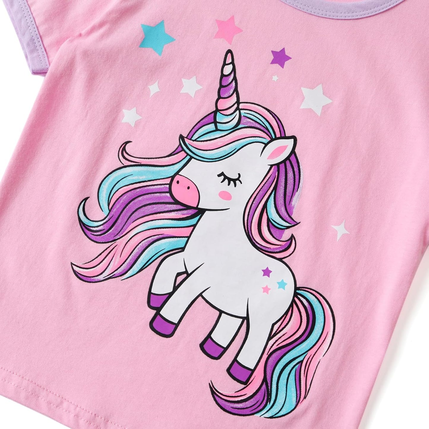 Dinopjs Girl's Pyjama Sets Cotton Dinosaur Unicorn Giraffe Pjs Kids Summer Short Pajamas for Girls 2-7 Years Children Clothes