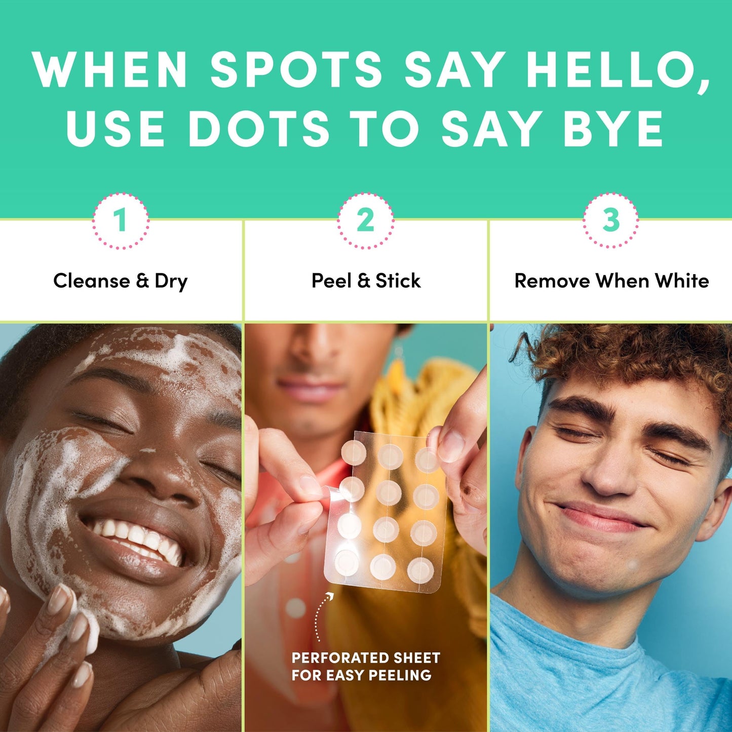 Dots for Spots Acne Patches - Pack of 60 Translucent Hydrocolloid Pimple Patch Spot Treatment Stickers for Face and Body - Fast-Acting, Vegan & Cruelty Free Skin Care