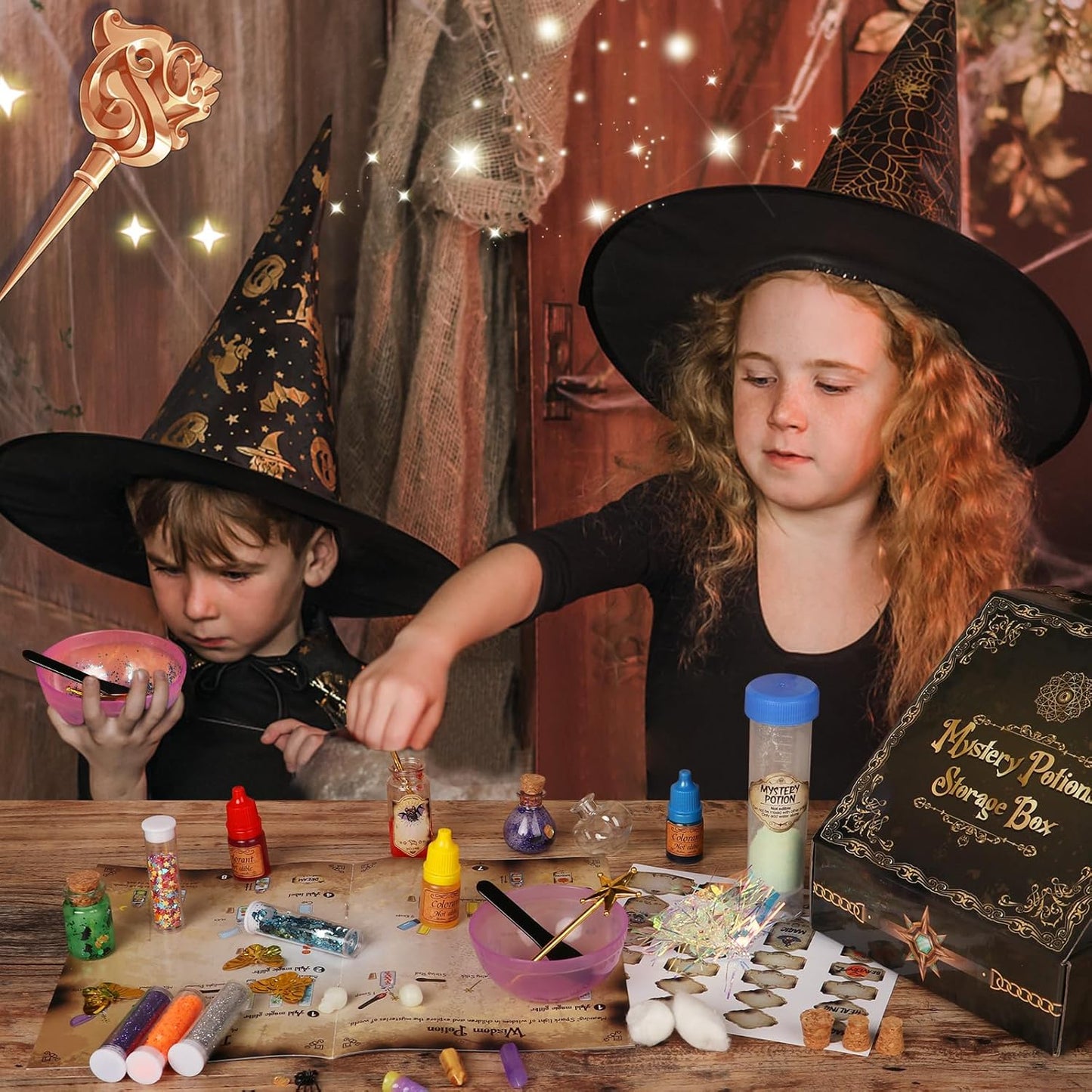 DECOHOME Mystery Potions Kit for Kids, 20 Magic Mix Wizard Potion Bottles, Craft Toys Creative Christmas Birthday Gifts for Boys & Girls Age 6 7 8 9 10+