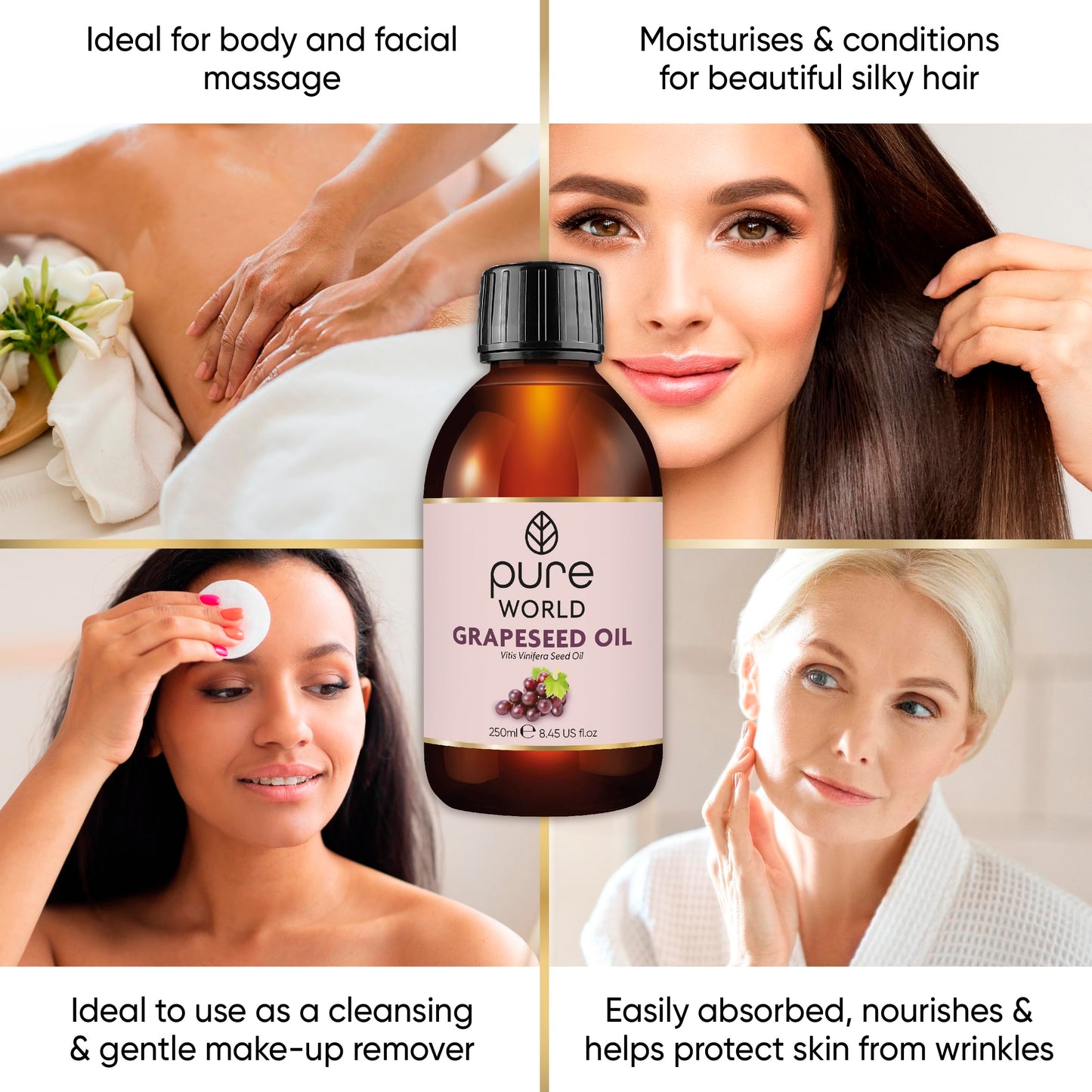 Pure World Natural Castor Oil 250ML Cold & Freshly Pressed 100% Pure and Undiluted Hexane Free Nourish Your Skin and Hair Eyebrows, Nails, Beard, Hair, Eyelash Growth Food Grade