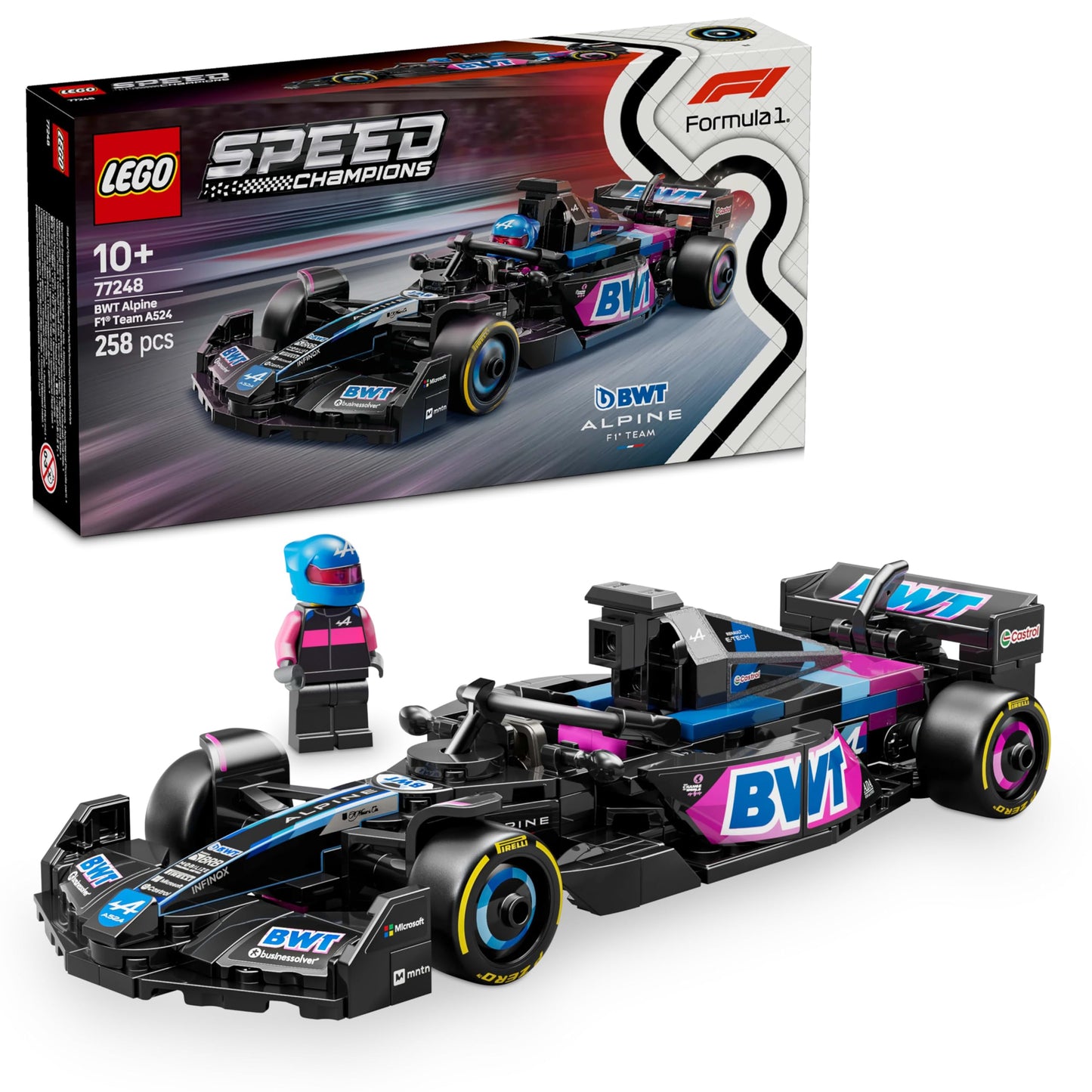 LEGO Speed Champions Ferrari SF-24 F1 Race Car Toy with a Collectible Formula 1 Driver Minifigure - Model Kits for 10+ Year Old Boys & Girls or Adult Motorsport Fans 77242