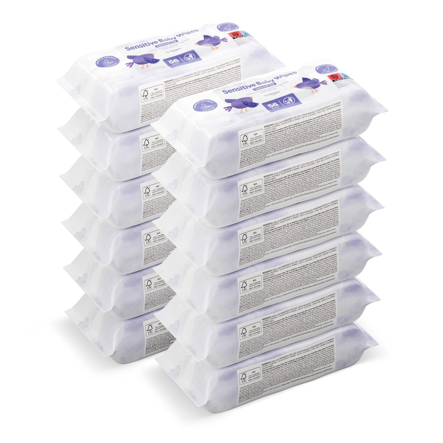 by Amazon Sensitive Baby Wipes 1008 Wipes, Unscented, 18 Pack of 56, (Previously a Mama Bear brand, same product)