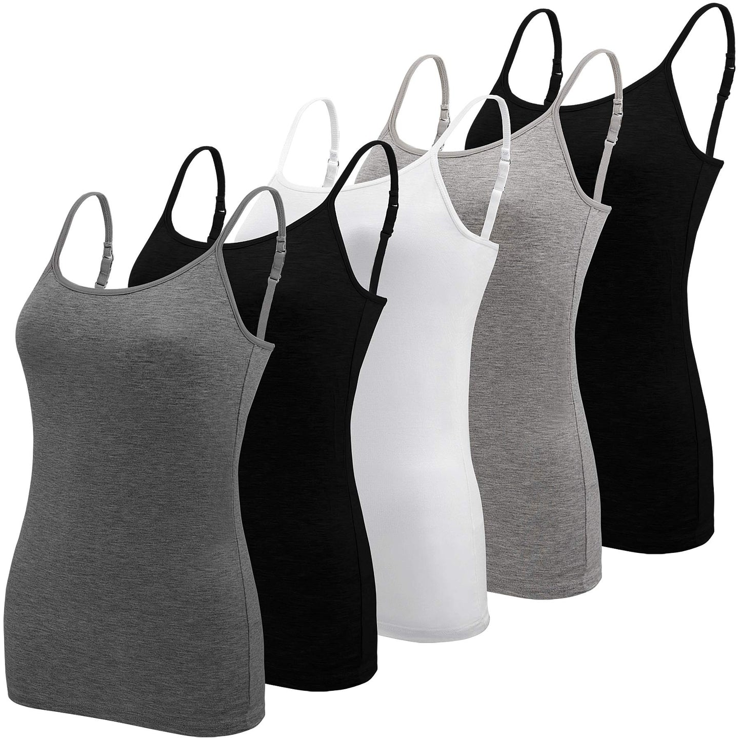 BQTQ 5 Pieces Basic Camisole Adjustable Strap Vest Top for Women and Girl