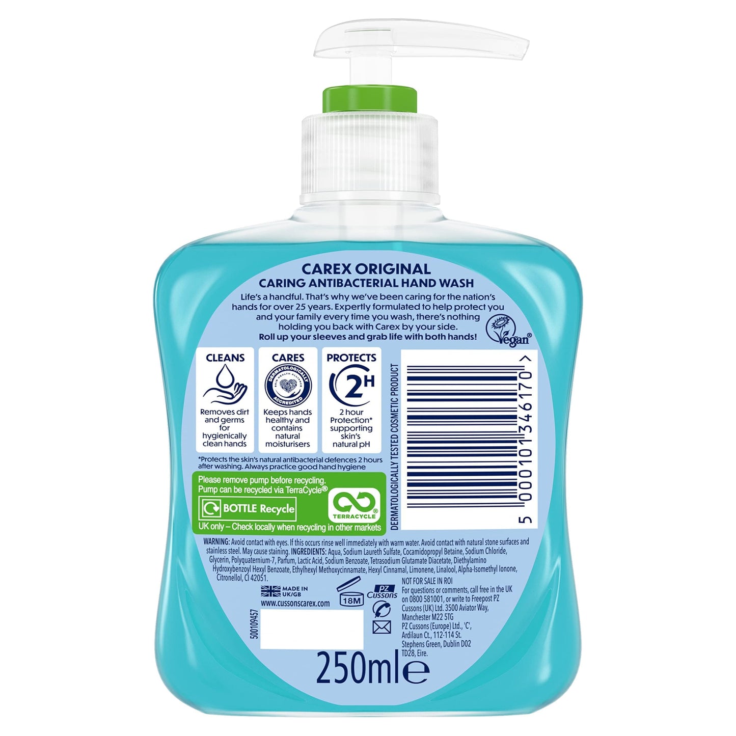 Carex Original Antibacterial Hand Wash, Clean & Protect Hands, Bulk Buy, Pack of 6 x 250 ml (Packaging may vary)