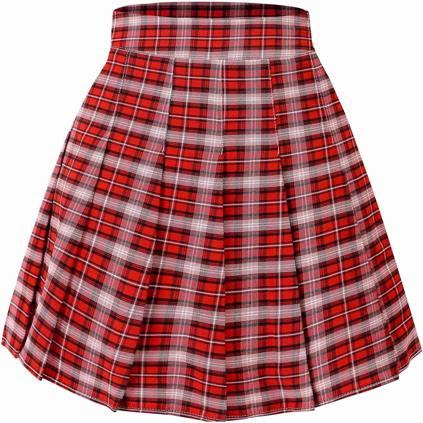 Hoerev Women Girls Short High Waist Pleated Skater Tennis School Skirt