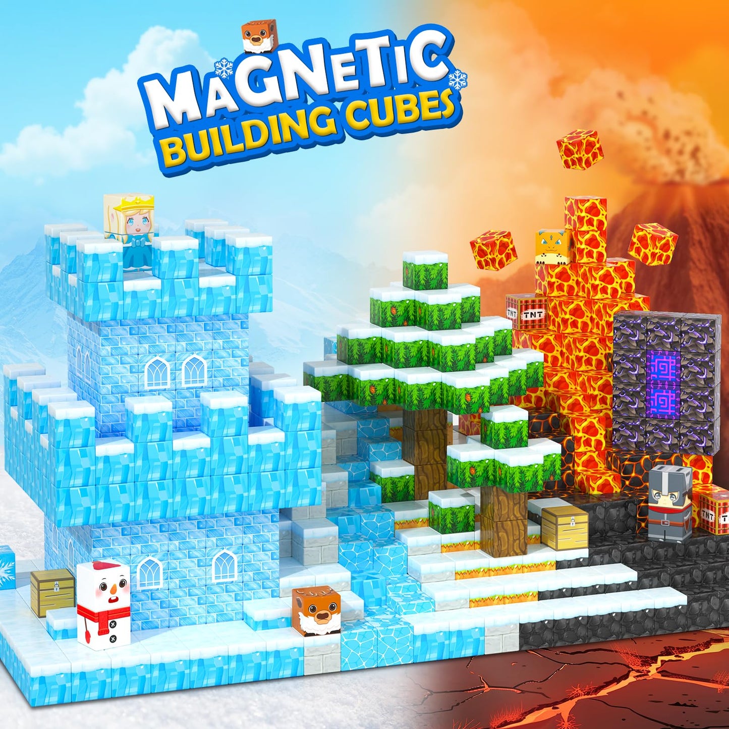 Magnetic Blocks - Build Mine Magnet World Magic Portal Set, Magnetic Tiles Building Blocks Toddler Toy STEM Sensory Outdoor Toys for 3+ Year Old Boys & Girls, Creative Kids Games Kids Toys