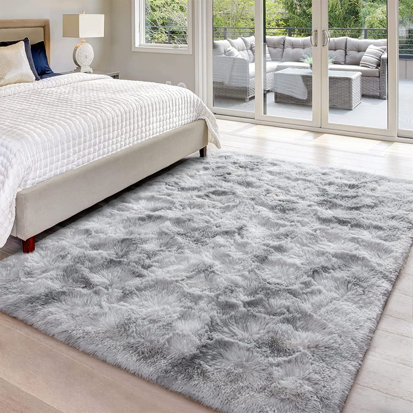 GJWLaie Rugs Living Room Grey Area Rugs for Bedroom Anti Silp Soft Shaggy Tie-Dye Plush Fluffy Living Room Rug Indoor Home Kidsroom Decor Carpet(Grey 120 * 160cm)