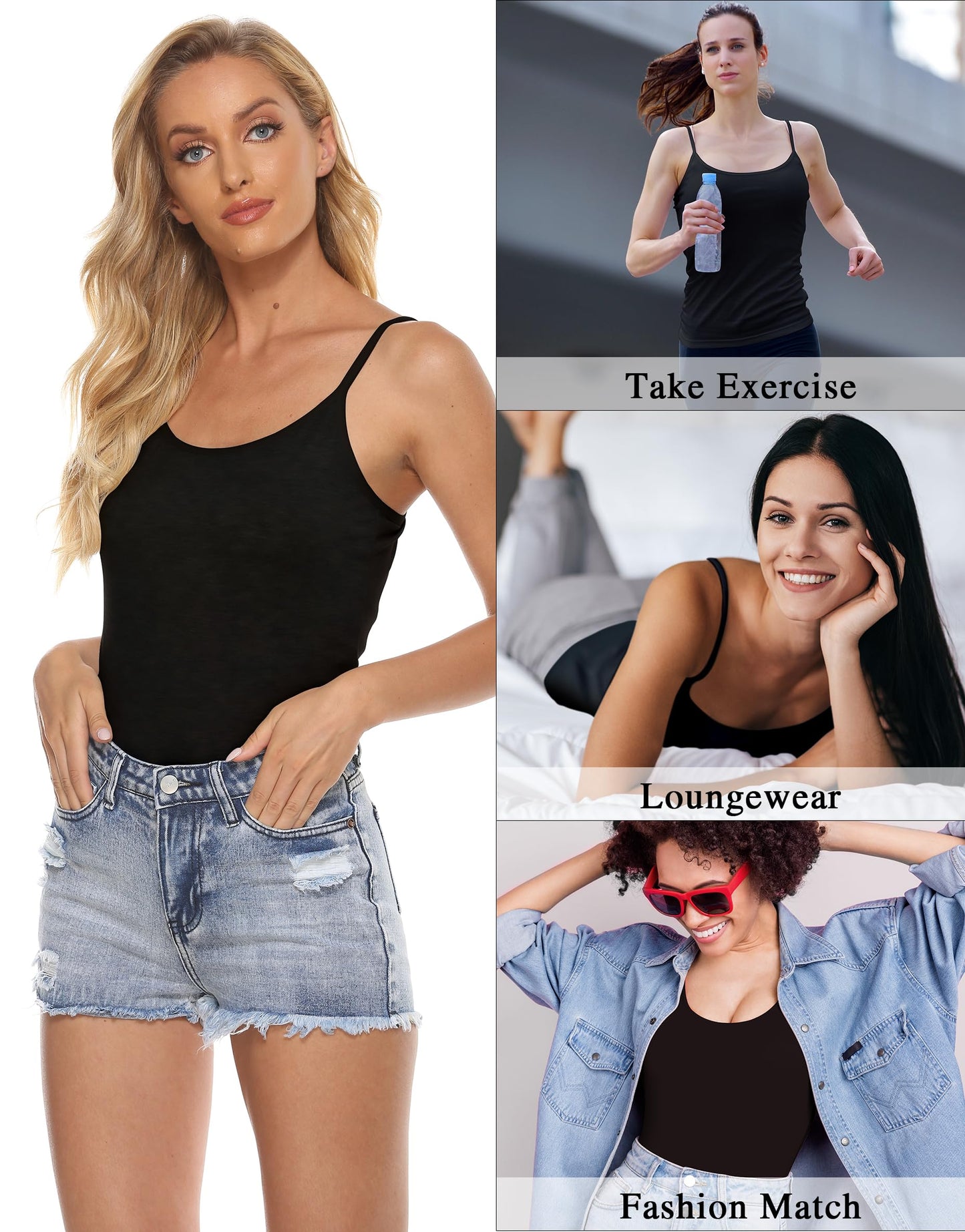 BQTQ 3 Pieces Vest Top for Women Basic Camisole Adjustable Spaghetti Strap Tank Tops for Women and Girls