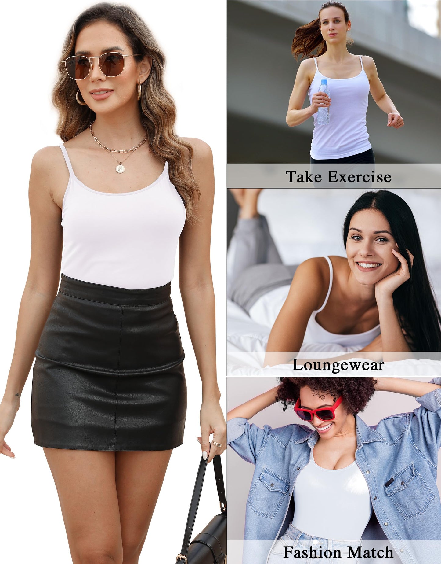 BQTQ 3 Pieces Vest Top for Women Basic Camisole Adjustable Spaghetti Strap Tank Tops for Women and Girls