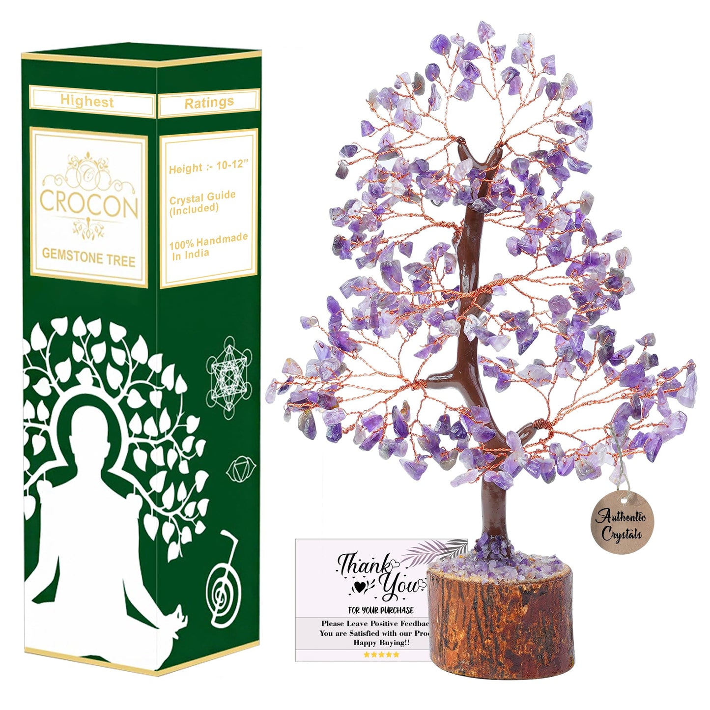 Green Jade Feng Shui Healing Crystals Tree of Life Handmade Gemstone Crystal Tree Bonsai for Spiritual Gifts Home Decor Present mum Gift for Women birthday gifts for men house warming gifts, 10-12"