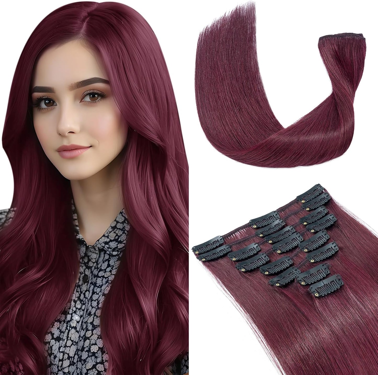 Elailite Clip in Hair Extensions Real Human Hair - 100% Remy Hair Straight 8 Pcs Thin Weft (#12/613 Golden Brown Mix Bleach Blonde, 10 Inch (50 g))