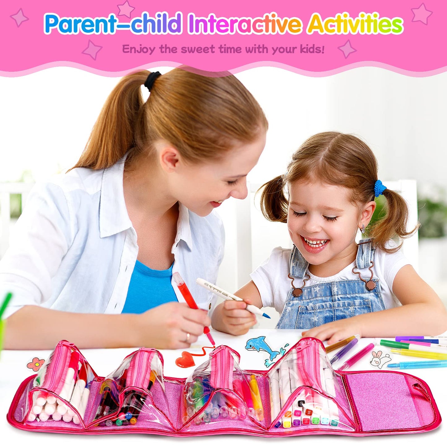 Hot Bee Unicorn Gifts for Girls 4 5 6 7, Unicorn Pencil Case Stationary Sets, Girl Toys Age 4-7, Drawing Colouring Set for Kids, Art and Crafts for Kids 4-6, Birthday Presents for Girls