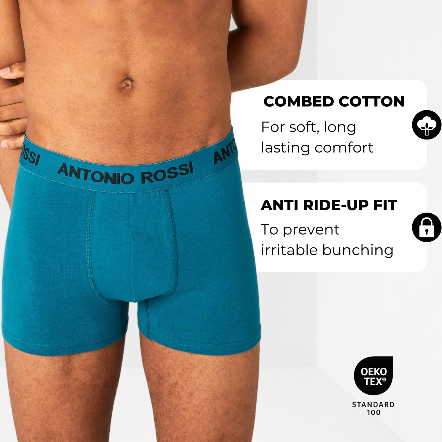 ANTONIO ROSSI (12-Pack) Men's Fitted Boxer Hipsters - Mens Boxers Shorts Multipack with Elastic Waistband - Cotton Rich, Soft and Comfortable Underwear