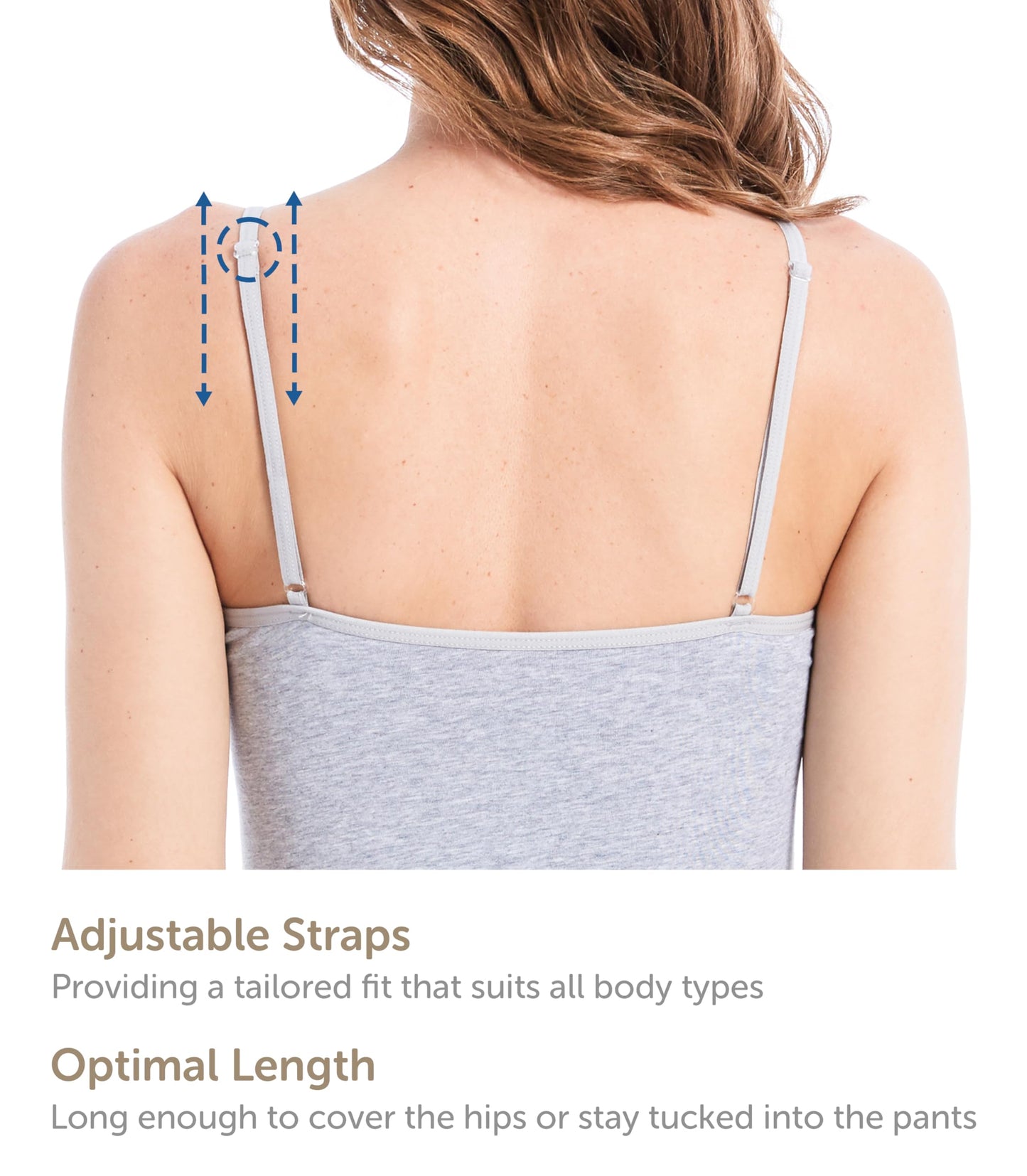 Comfneat Women's 4-Pack Slim-Fit Camisoles Adjustable Spaghetti Strap Cotton Top Undershirt