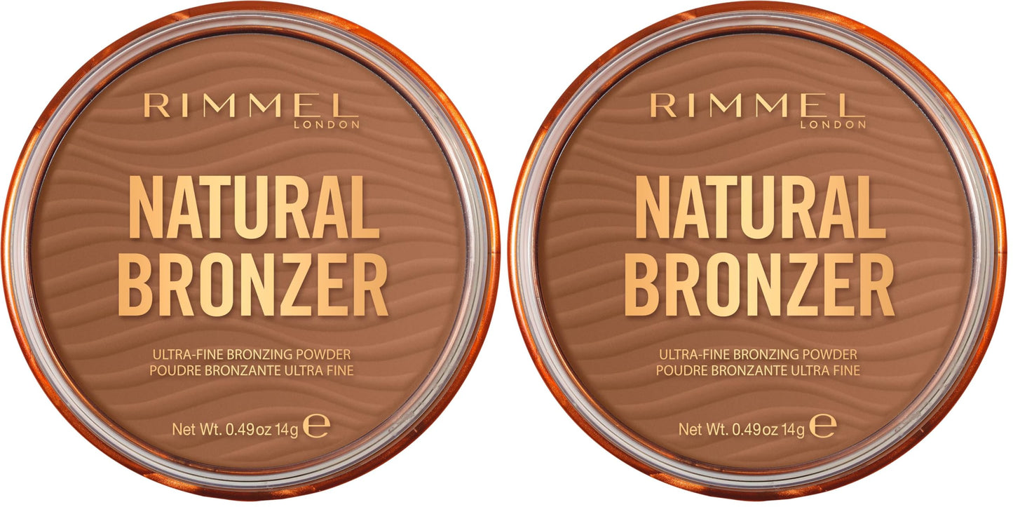 RIMMEL LONDON - Natural Bronzer - Silky-Smooth & Ultra-Fine Bronzing Powder - Sunkissed Look, Mimicking Natural Tan - 002 Sunbronze - 14g