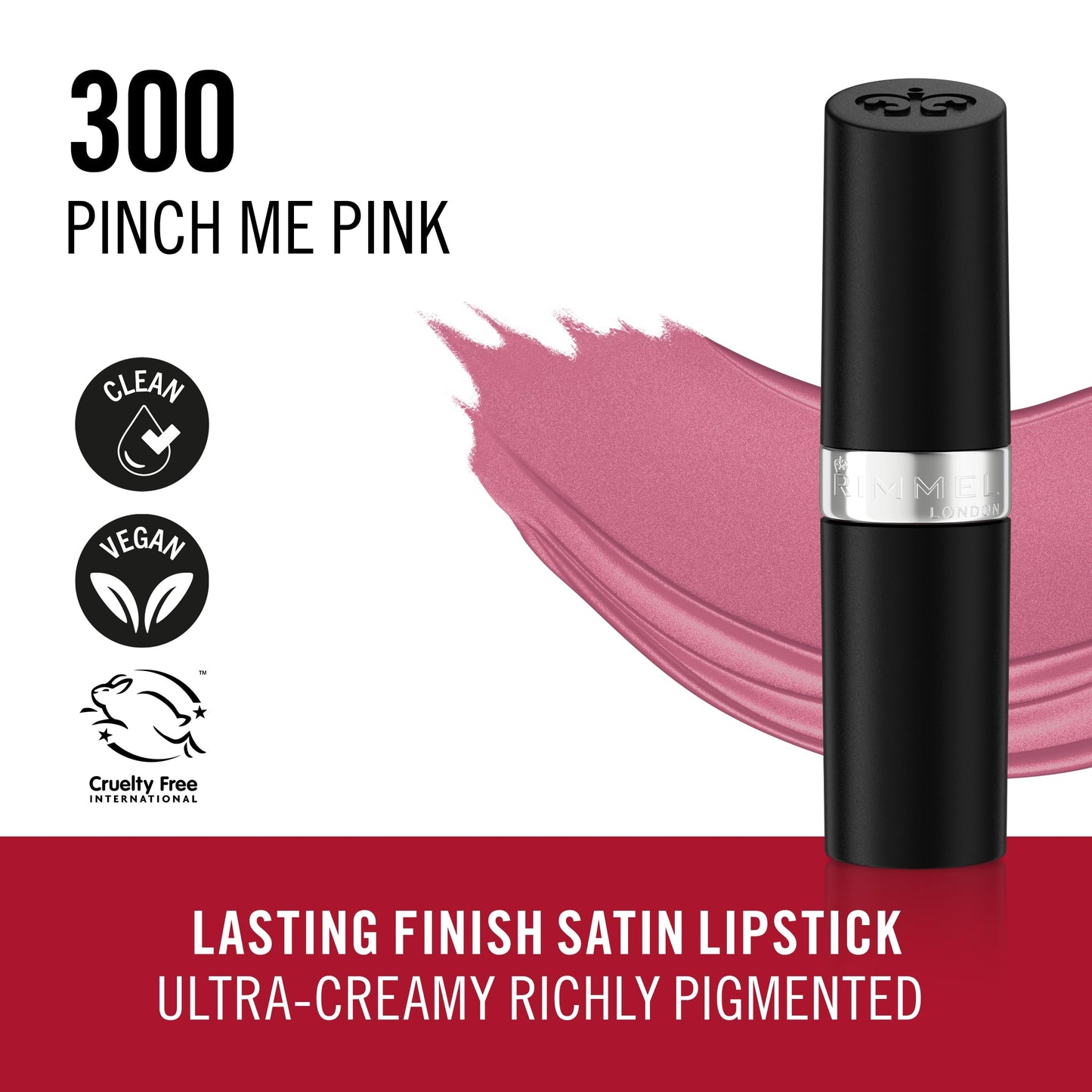 Rimmel Lasting Finish Lipstick 006 Pink Blush, Creamy Satin Finish, Long Lasting 8 HR Wear, Comfortable Formula, Rich Pigment