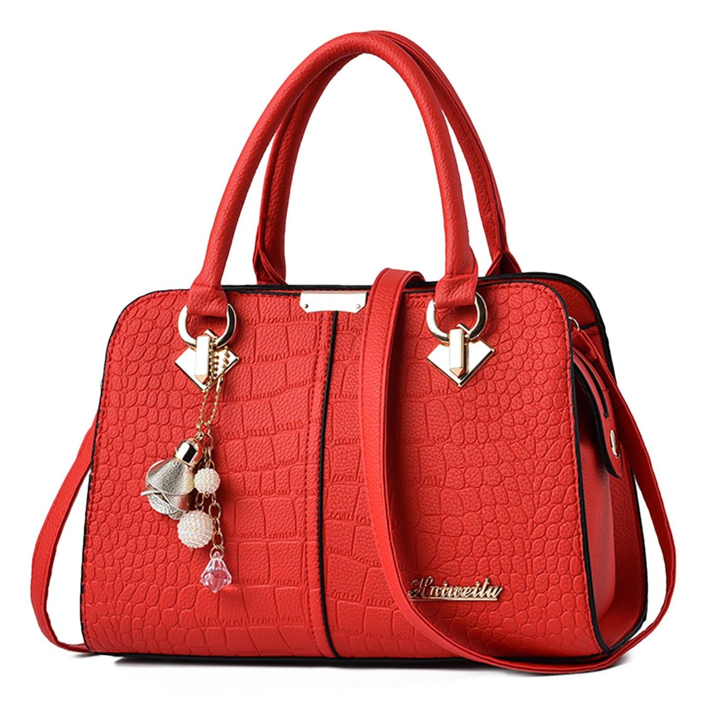 FORRICA Handbags for Women Elegant Pendant Ladies Shoulder Bags Top Handle Crossbody Bag PU Leather for Shopping Work Dating Black B