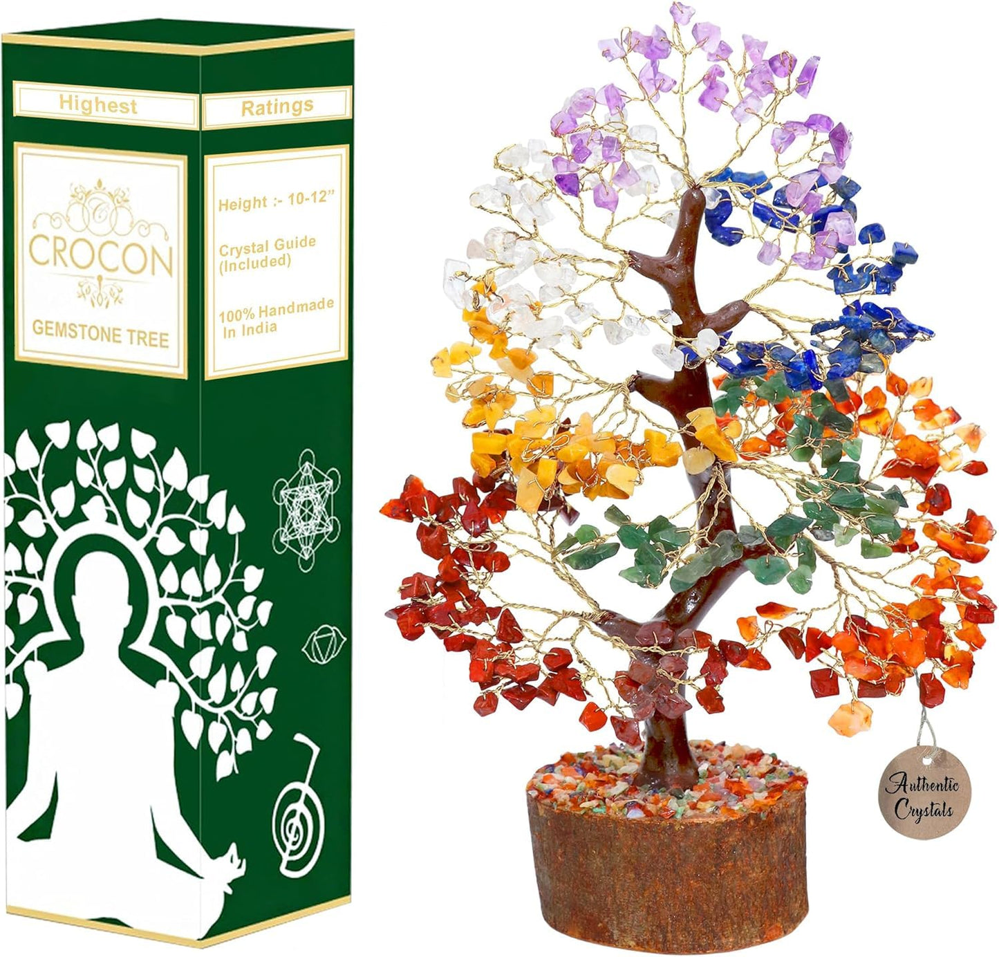 Green Jade Feng Shui Healing Crystals Tree of Life Handmade Gemstone Crystal Tree Bonsai for Spiritual Gifts Home Decor Present mum Gift for Women birthday gifts for men house warming gifts, 10-12"