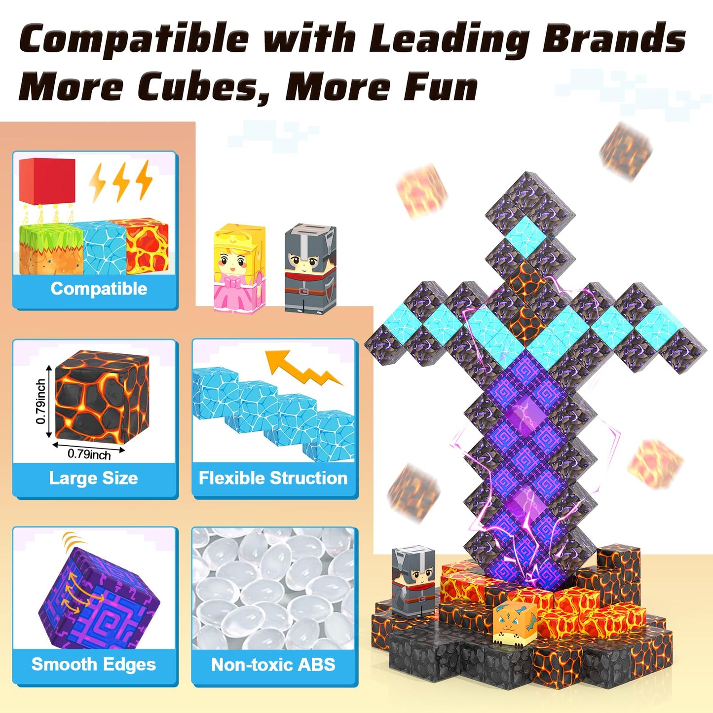 Magnetic Blocks - Build Mine Magnet World Magic Portal Set, Magnetic Tiles Building Blocks Toddler Toy STEM Sensory Outdoor Toys for 3+ Year Old Boys & Girls, Creative Kids Games Kids Toys