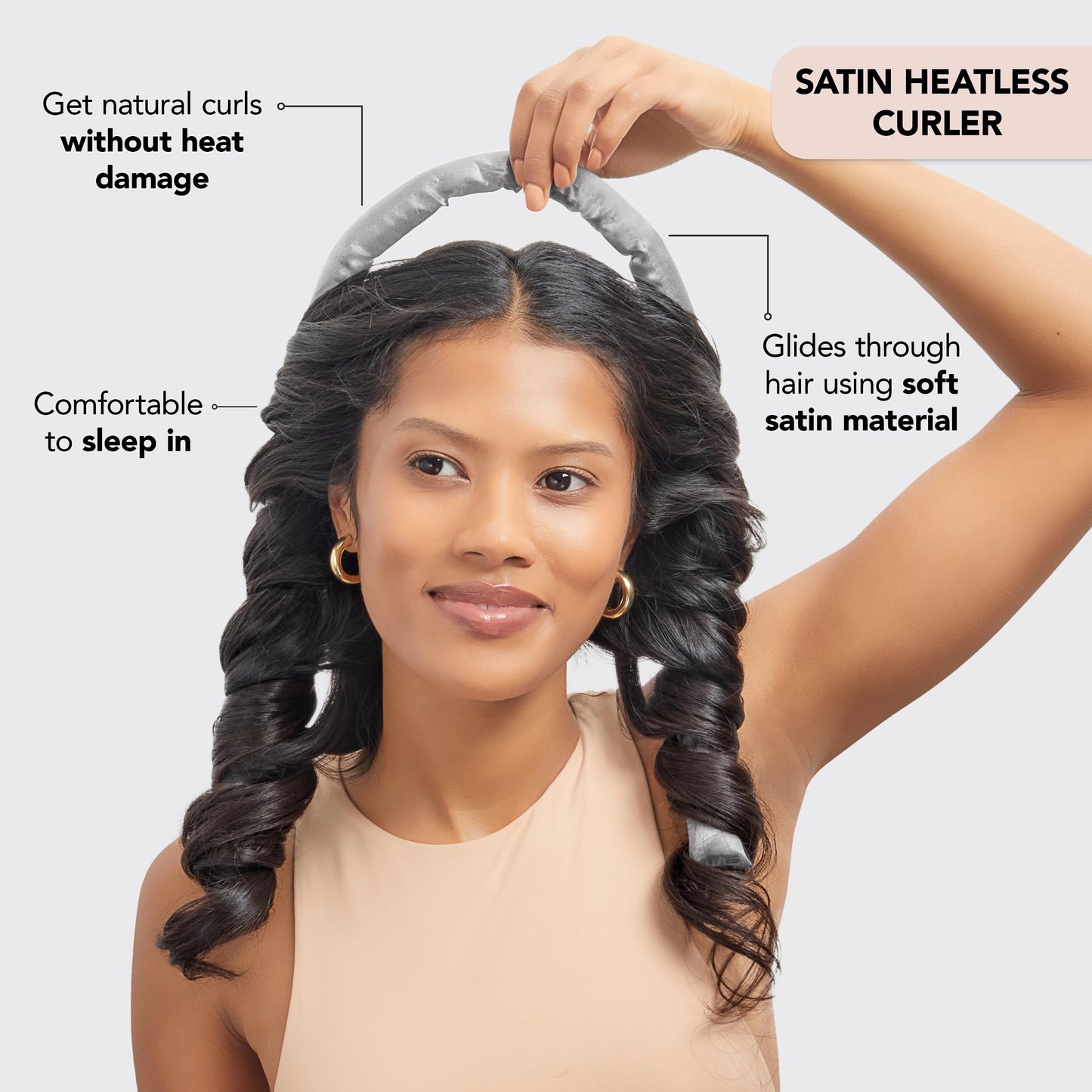 Kitsch Heatless Curling Set - Satin Heatless Curler, Hair Curler No Heat, Heatless Curler for long and short hair, Overnight Curls with 2 Satin Scrunchies and Blowout Rod - Sunset Tie Dye