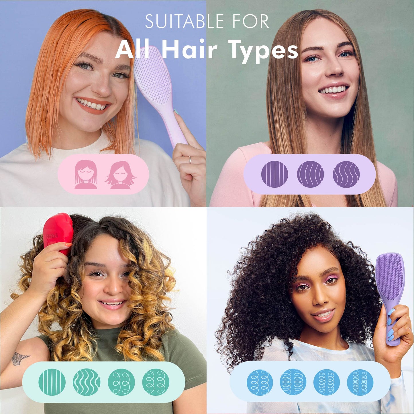 Tangle Teezer Ultimate Detangler Hairbrush - For Wet & Dry Hair - Detangling Brush for All Hair Types - Two-Tiered Teeth Reduce Breakage & Eliminate Knots - Millennial Pink
