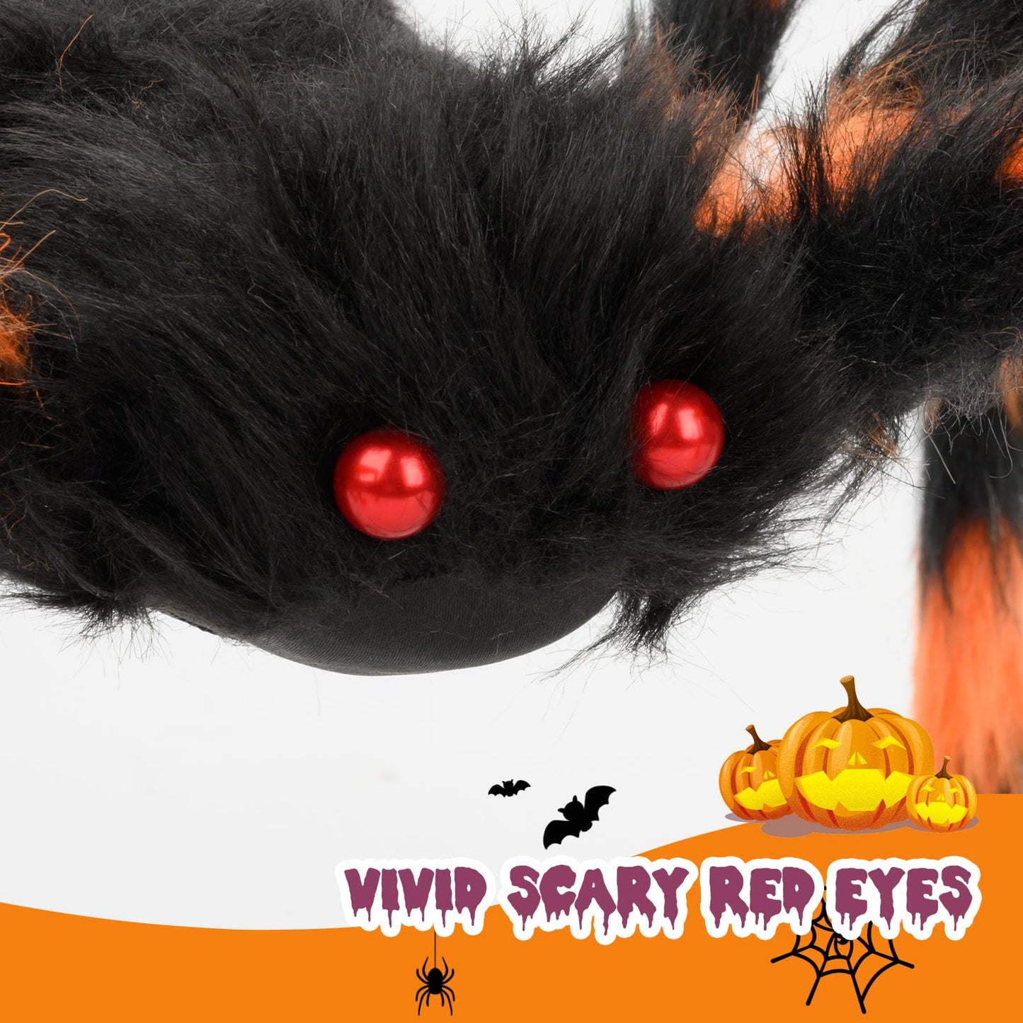 benpen Halloween Decorations Outdoor Gaint Spider:50'' Halloween Spiders Decor+10pcs Scary Hairy Fake Spiders+60g Cobweb Props for Indoor Outdoor Scary Haunted House Theme Party Yard