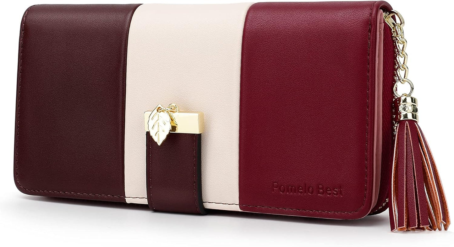 Pomelo Best Womens Wallet RFID Blocking Large Capacity Long Purse with Multiple Card Slots Zipper Phone Coin Pocket