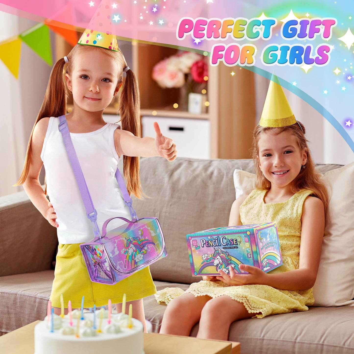 Hot Bee Unicorn Gifts for Girls 4 5 6 7, Unicorn Pencil Case Stationary Sets, Girl Toys Age 4-7, Drawing Colouring Set for Kids, Art and Crafts for Kids 4-6, Birthday Presents for Girls