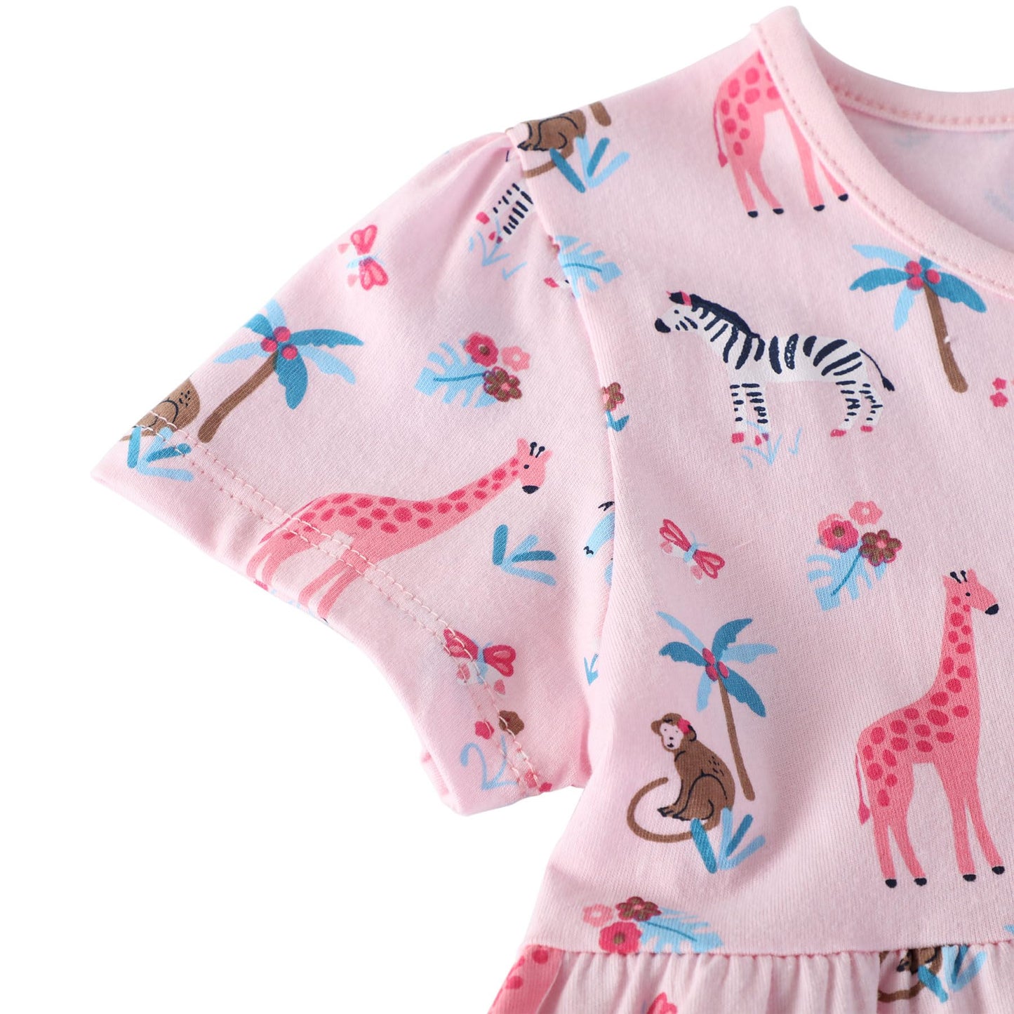Smazero Baby Girl's Summer Dresses Short Sleeve Casual Dinosaur Horse Print Shirt Dress Little Kids Clothes Children Age 1-7 Years